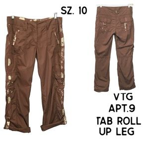Apt.9 Y2K Vtg CONVERTIBLE CARGO PANTS Sz 10 CONTRASTING FABRIC BROWN 90’s Camo
